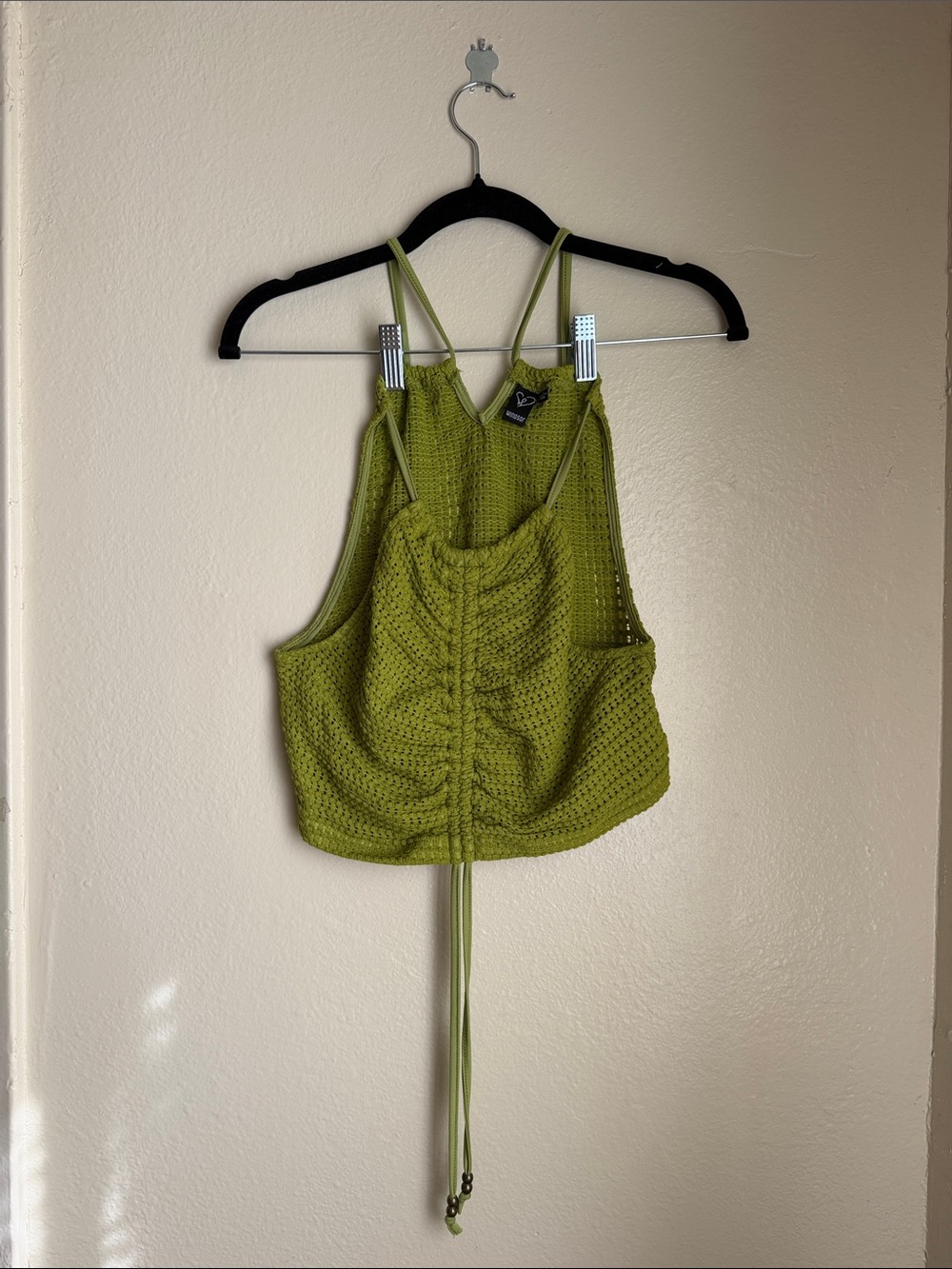 Windsor Boho Chic Crochet Olive Green Halter & Maxi Skirt Island Girl Vibe SZ L